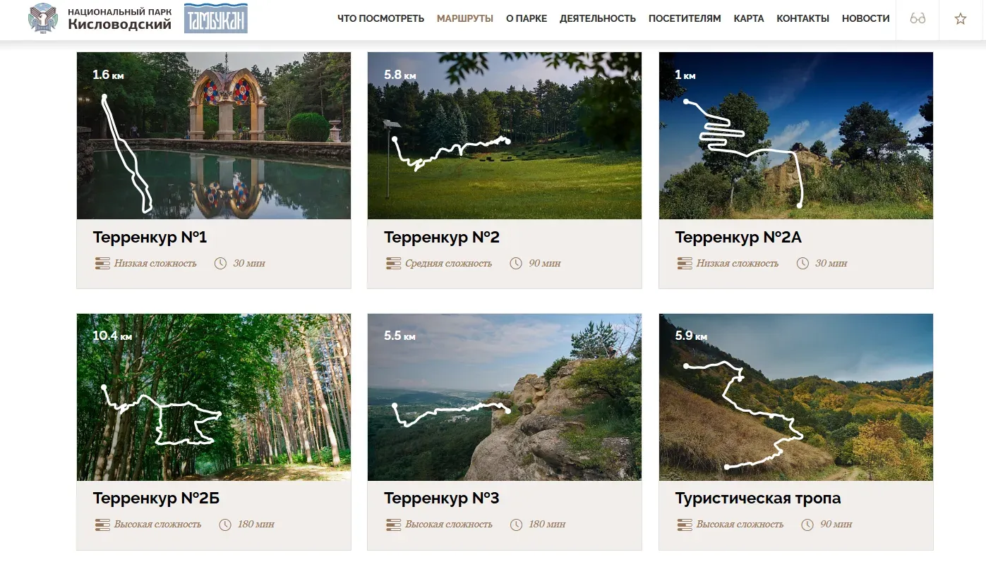 Все маршруты наглядно / скриншот с сайта Кисловодского нацпарка