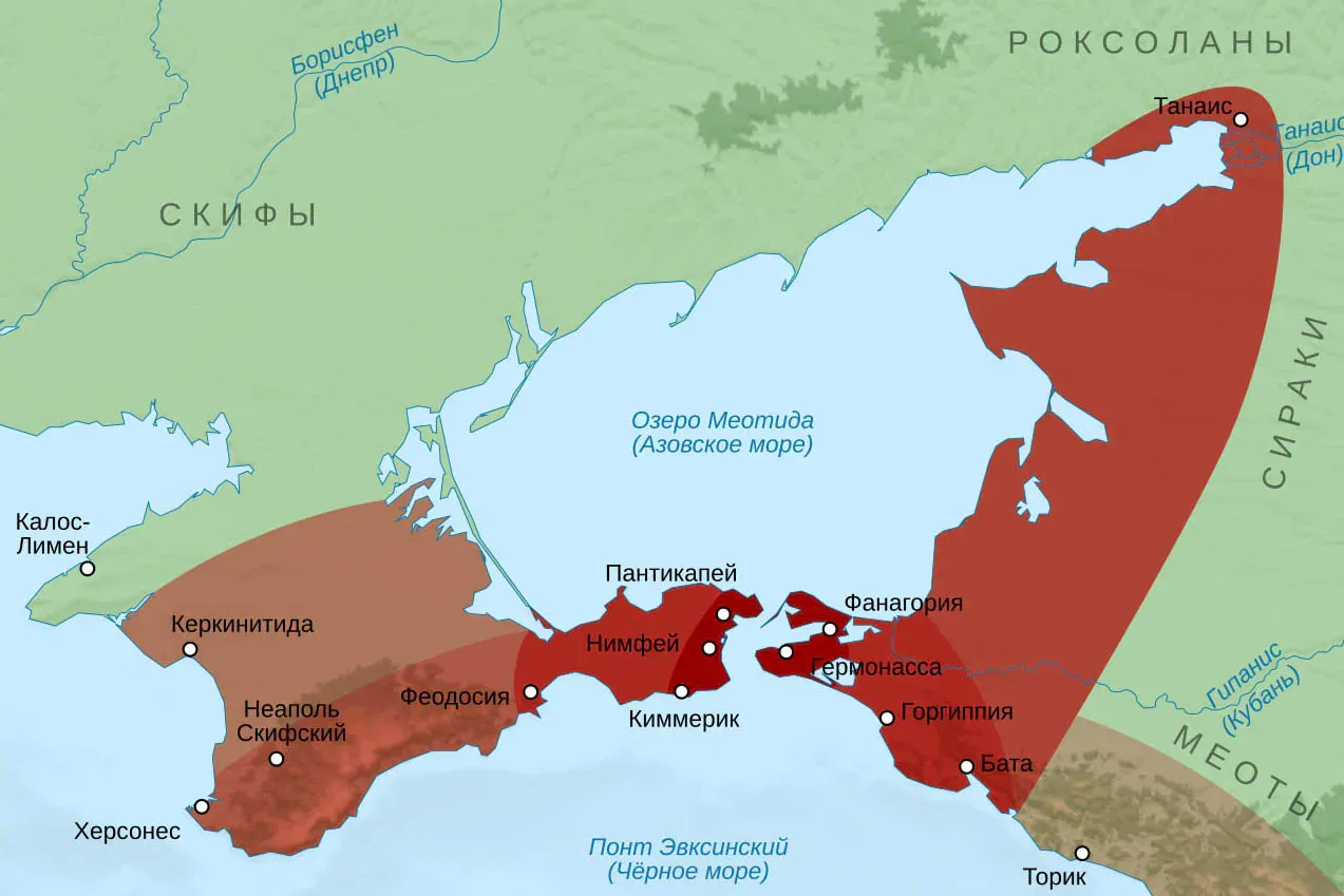 Боспорское царство на карте (Sémhur / Wikimedia)