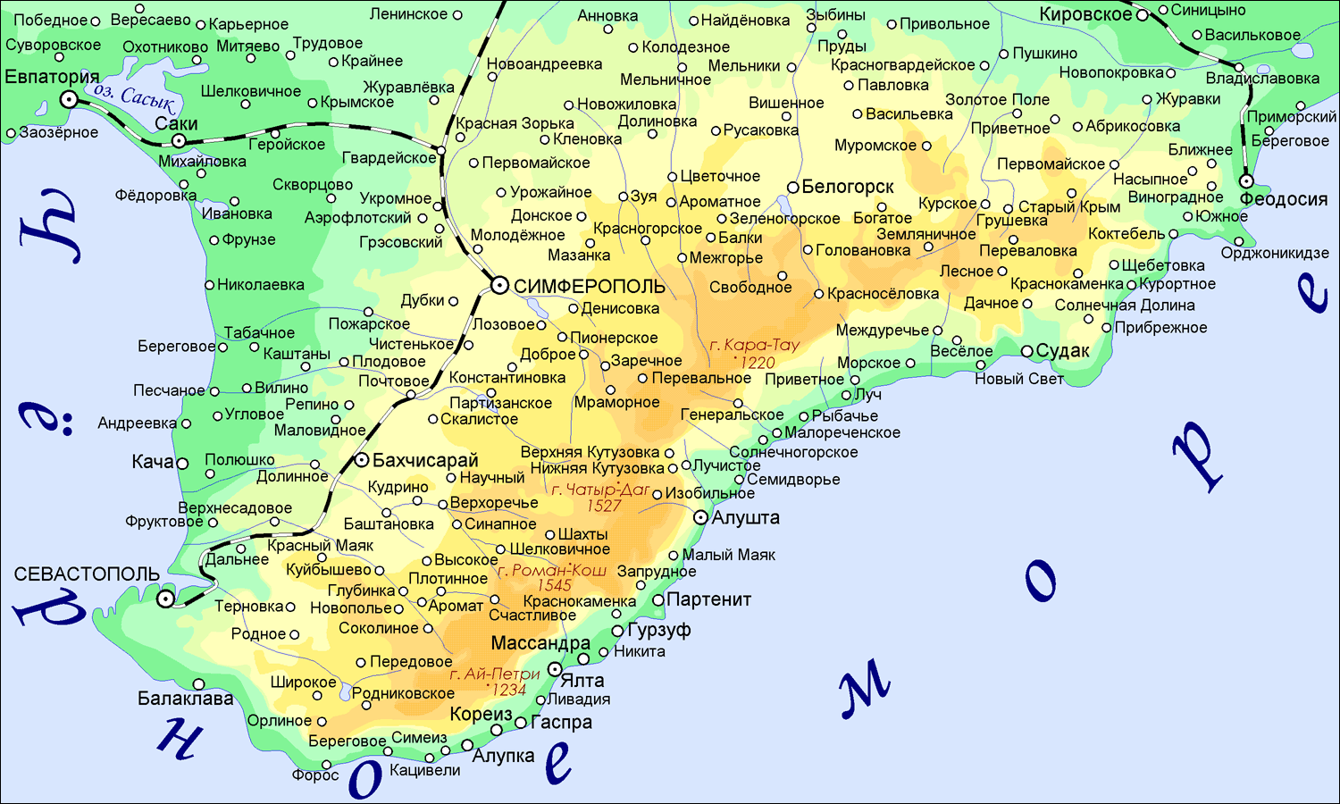Карта Южного Крыма / Автор Savin A.S. / wikimedia