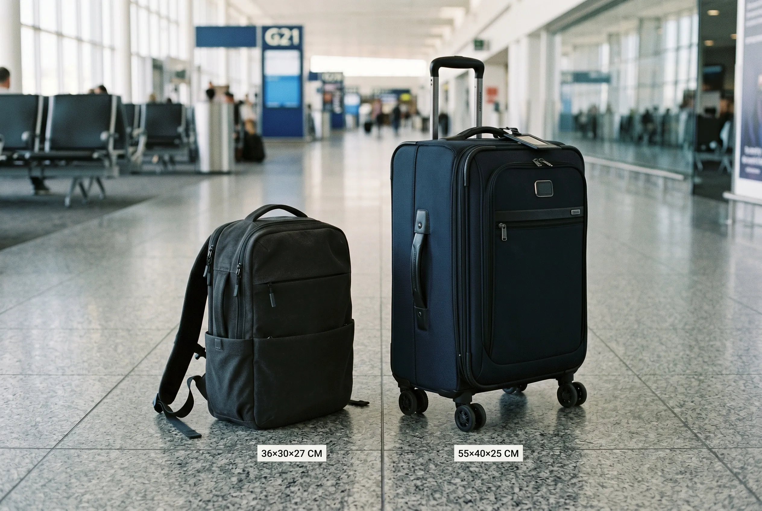 Слева — ручная кладь для «Победы», справа — для «Аэрофлота». Почувствуйте разницу.