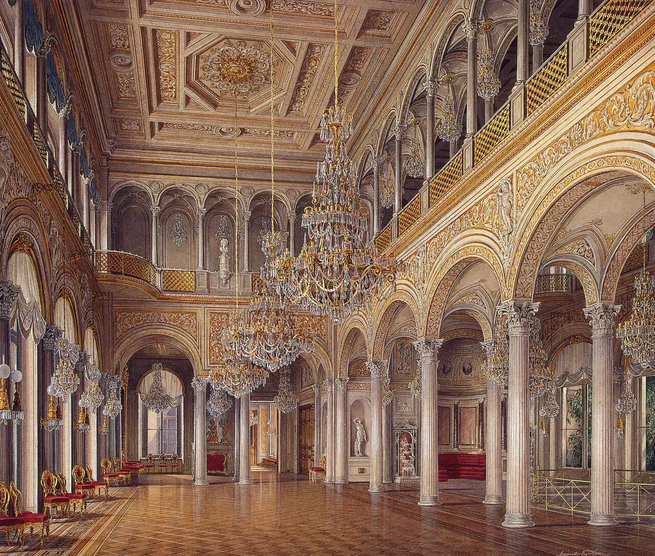 Э. П. Гау. Павильонный зал. Акварель. 1864 (Wikimedia)
